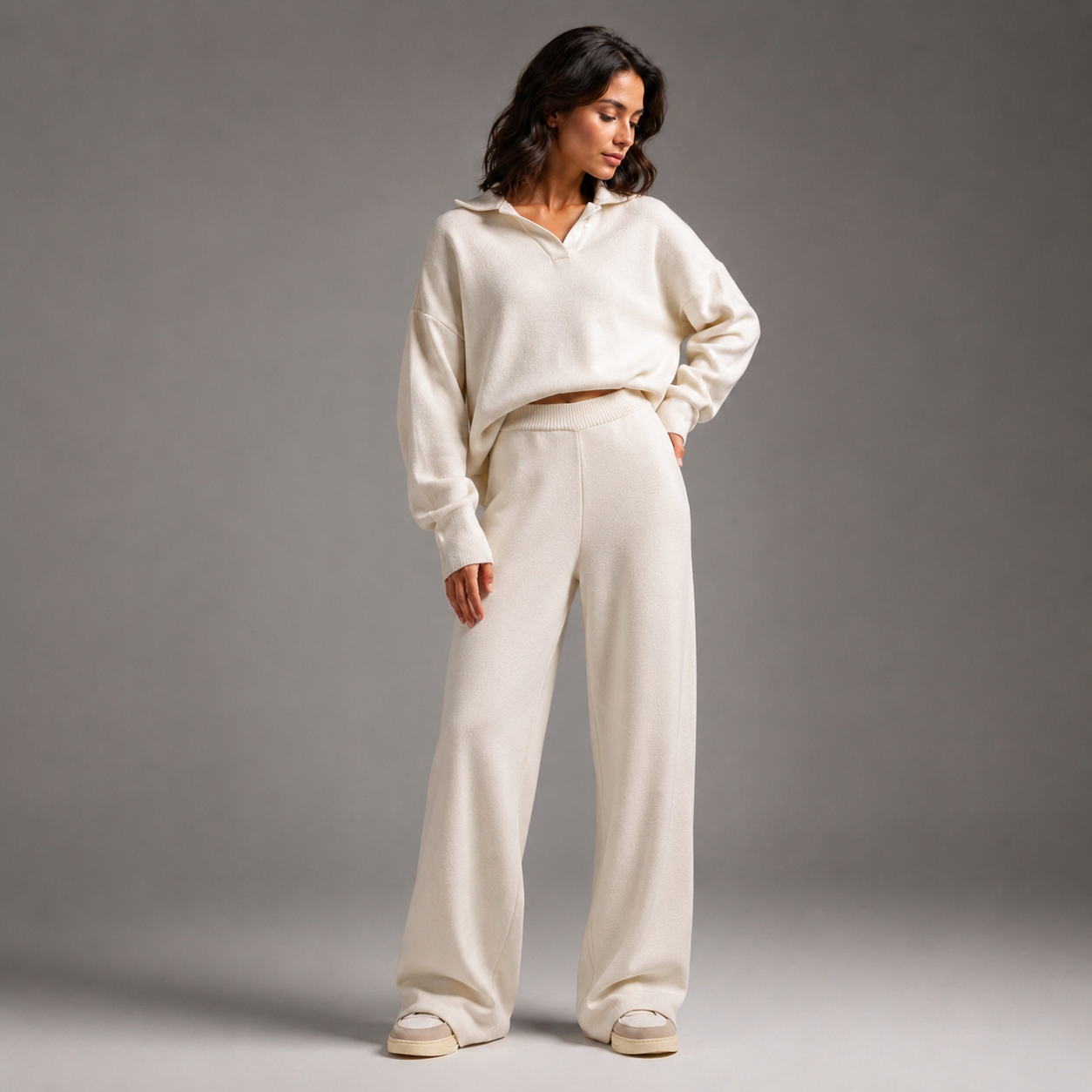 Luxe Knit Lounge Set | Soft Two-Piece Outfit with Elegant Collar | Comfortable Style for Everyday Relaxation 7