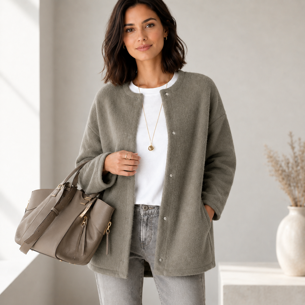 Women's Long Oversized Knit Button-Up Cardigan