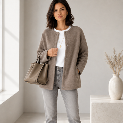 Women's Long Oversized Knit Button-Up Cardigan
