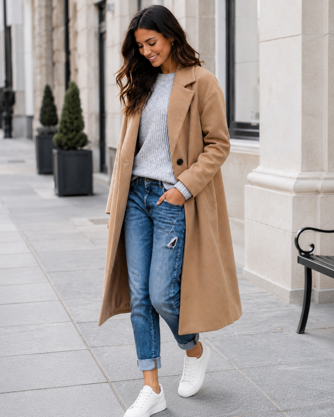 Women's Oversized Trench Coat with Wide Lapel
