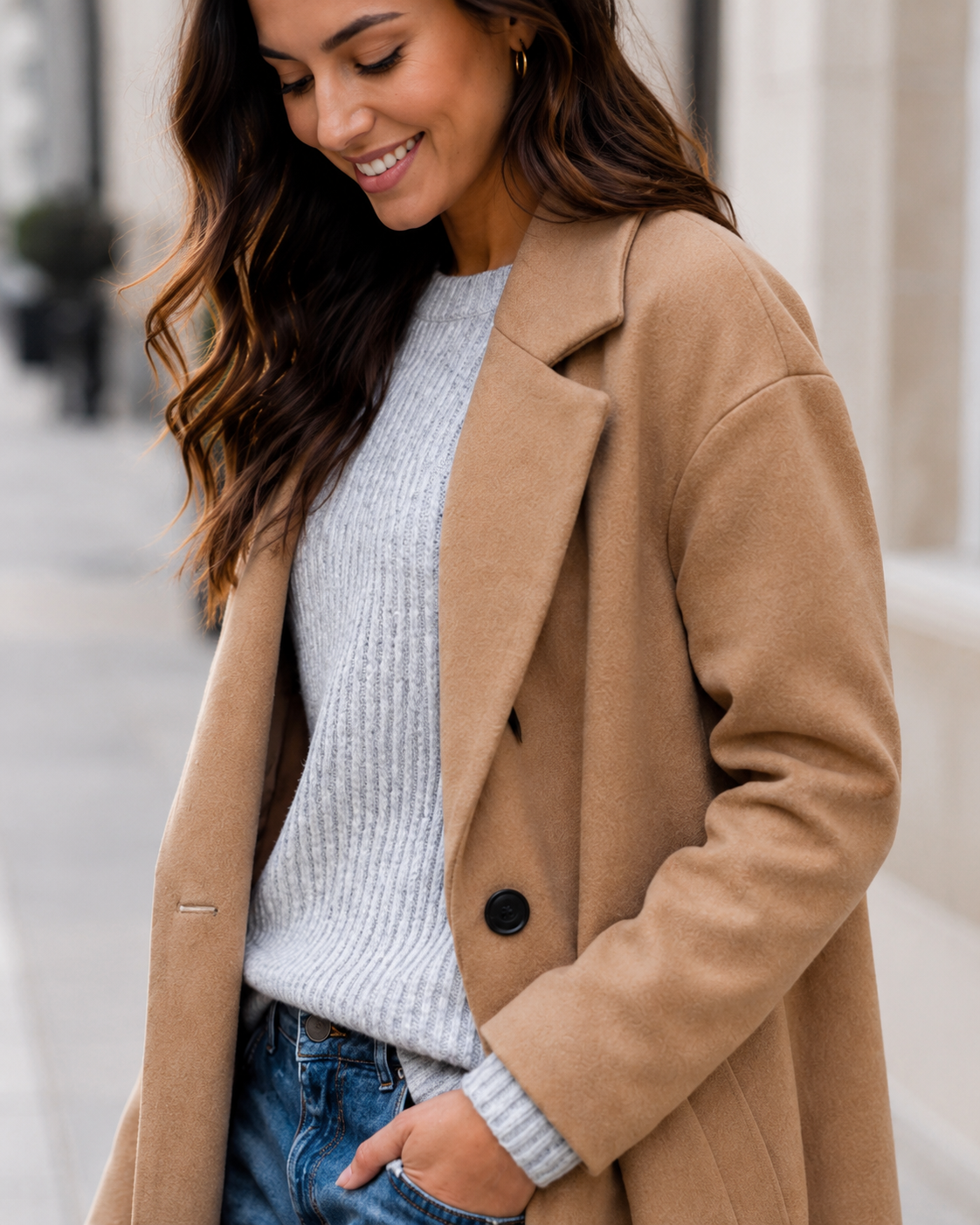 Women's Oversized Trench Coat with Wide Lapel