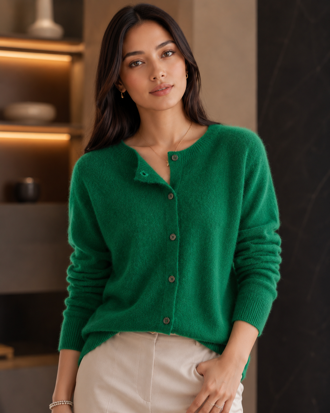 Women's Cashmere Knit Cardigan – Open Front