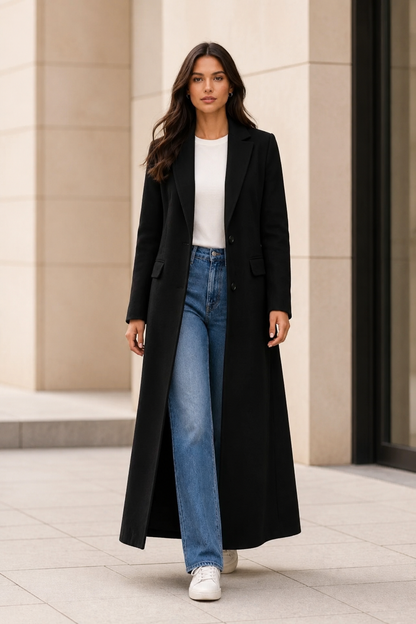 Elegant Long Winter Coat for Women with Tailored Silhouette | Stylish Ladies Long Coat for Timeless Elegance 