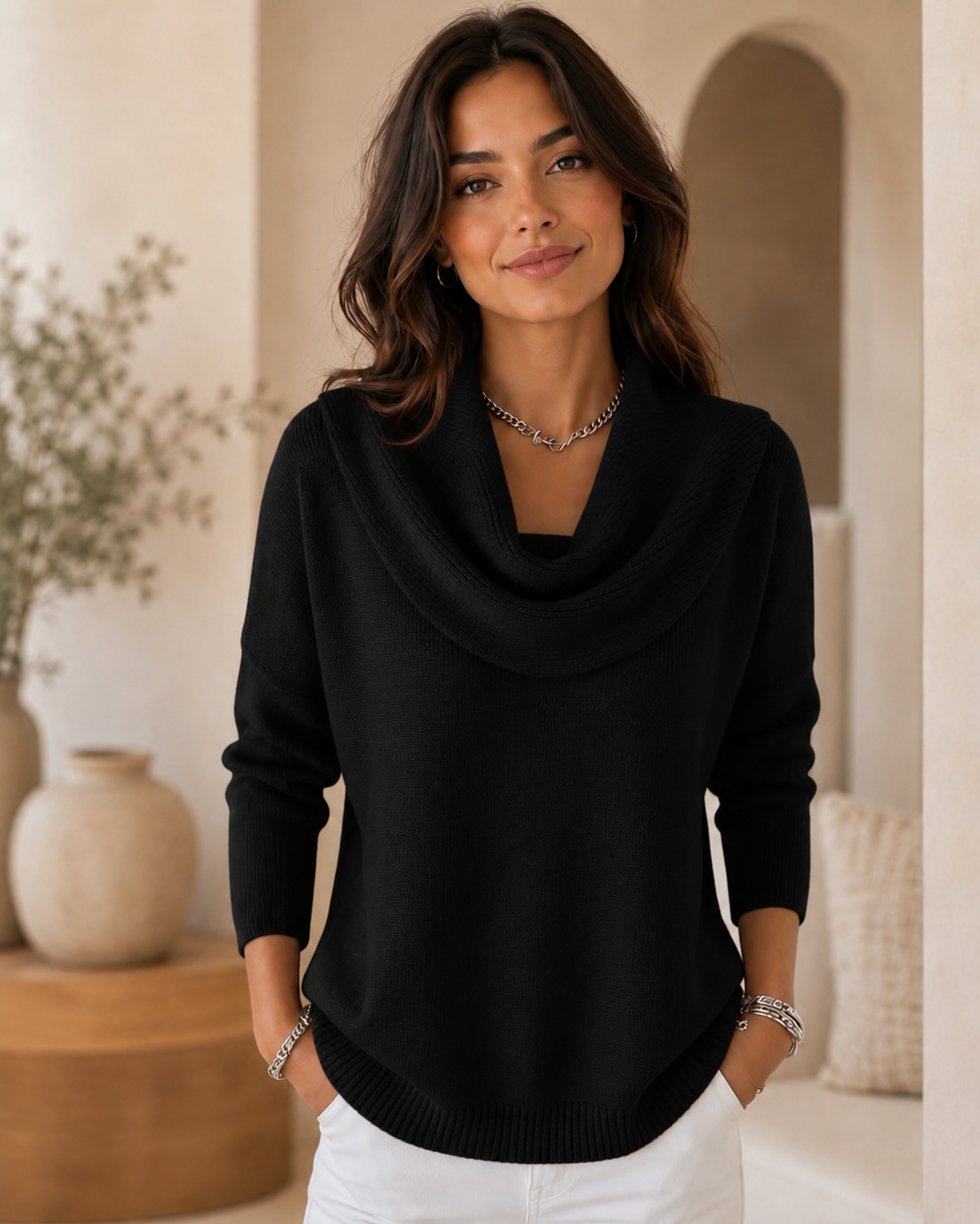 Cowl Neck Knit Jumper – Relaxed Fit