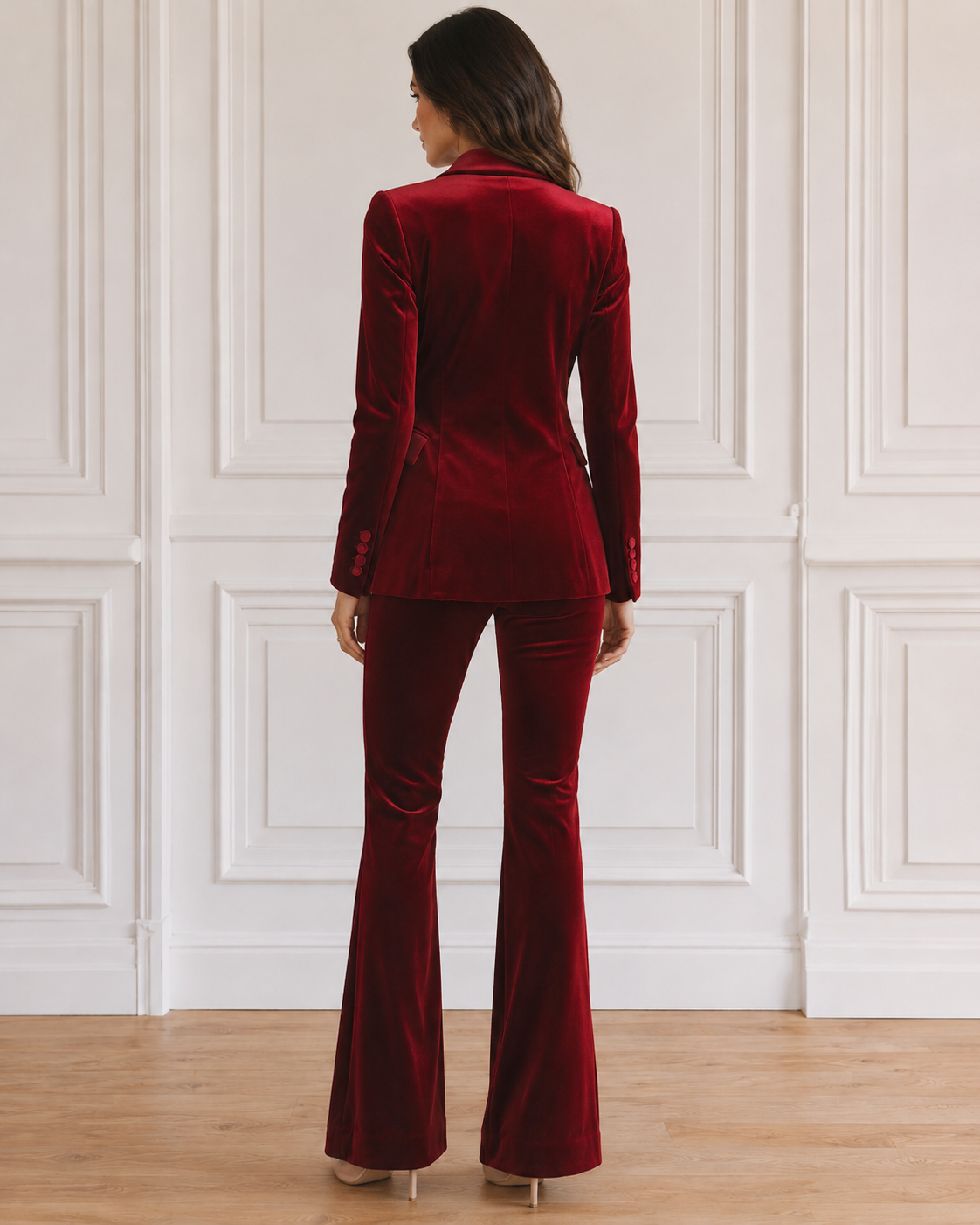 Women's Co-Ord Blazer & Flare Trouser Set with Contrast Lapels