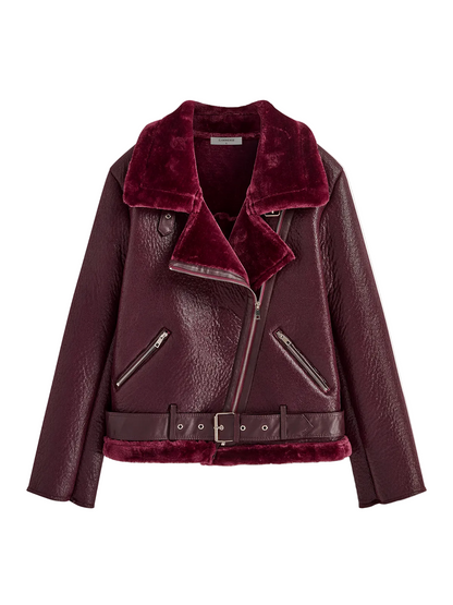 Women's Soft Fleece Jacket – Zipper Closure with Belted Design – Relaxed Fit