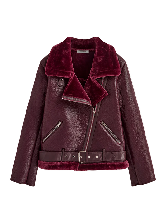 Women's Soft Fleece Jacket – Zipper Closure with Belted Design – Relaxed Fit