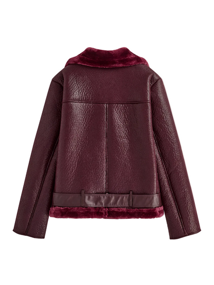 Women's Soft Fleece Jacket – Zipper Closure with Belted Design – Relaxed Fit
