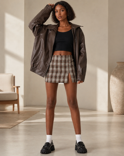 Women's Oversized Leather Jacket – Casual Fit