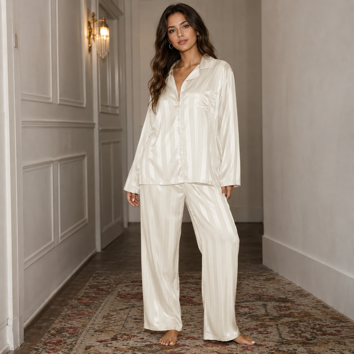 Women's Silk Pajama Set – Soft Fabric with Elegant Design