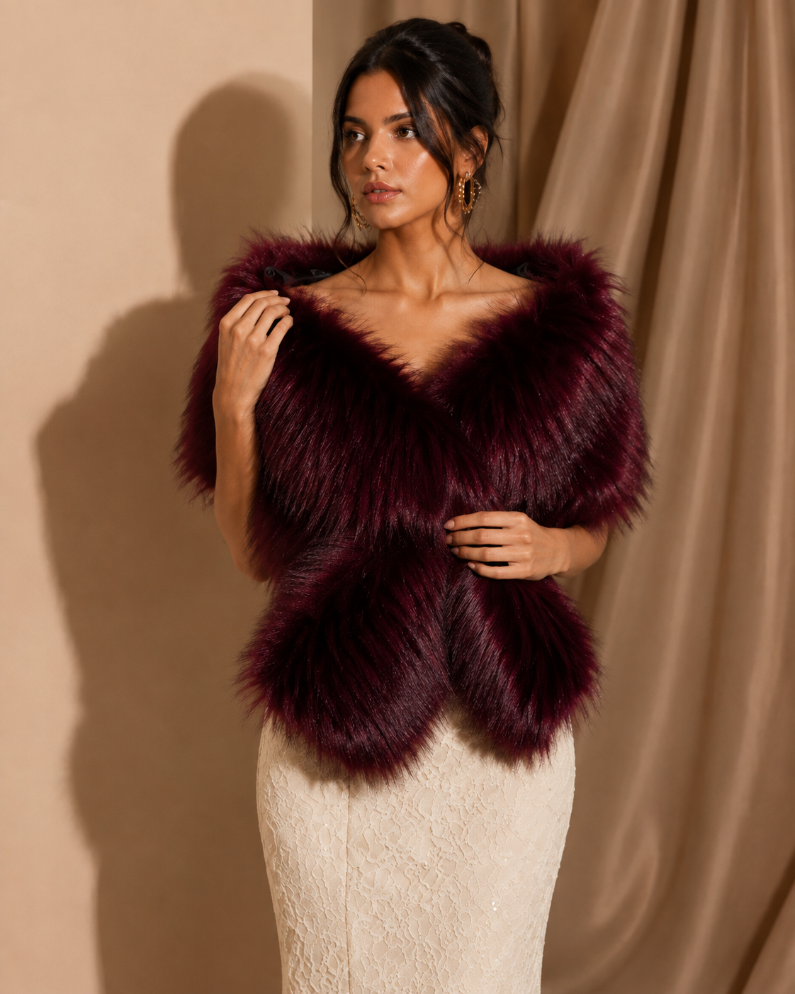 Women's Wool Shawl Wrap – Fluffy Evening Dress Accessory