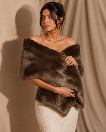 Women's Wool Shawl Wrap – Fluffy Evening Dress Accessory