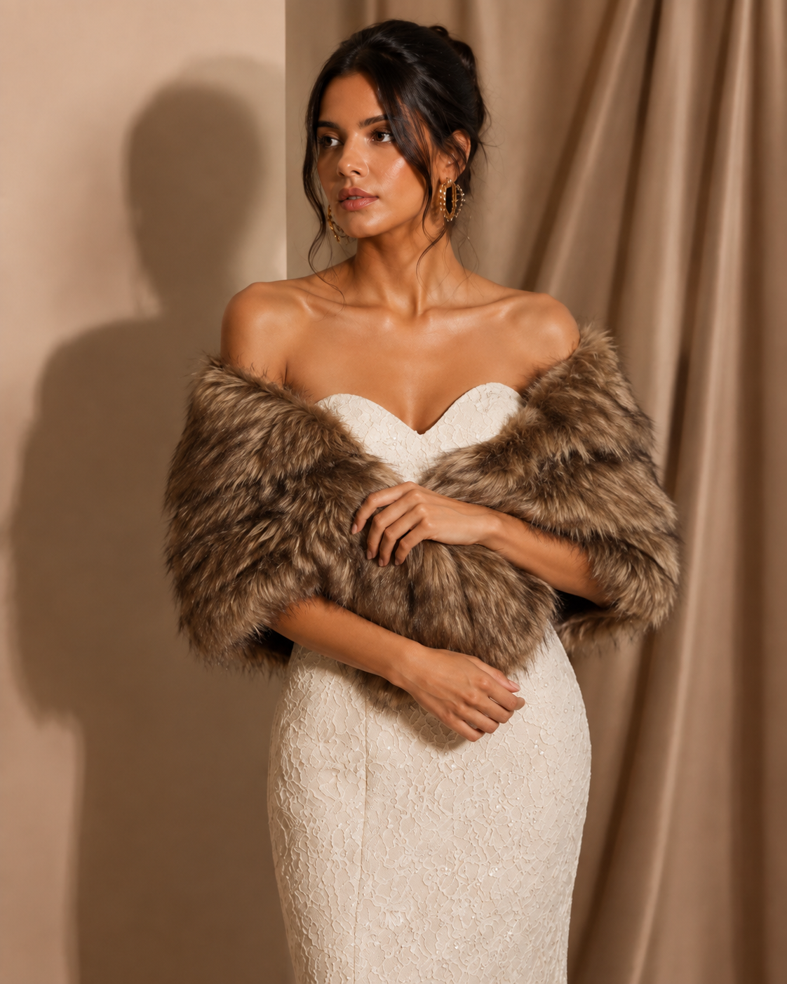 Women's Wool Shawl Wrap – Fluffy Evening Dress Accessory