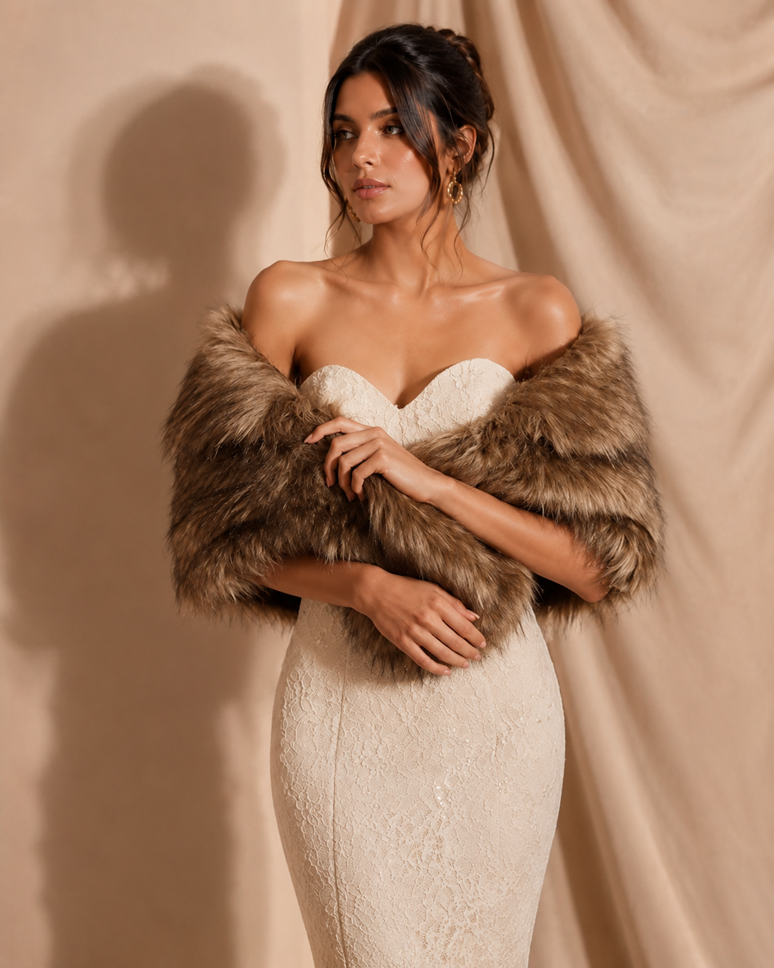 Women's Wool Shawl Wrap – Fluffy Evening Dress Accessory