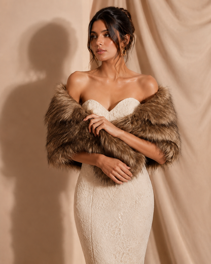 Women's Wool Shawl Wrap – Fluffy Evening Dress Accessory