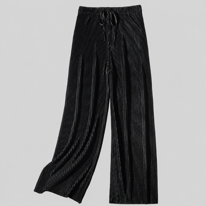 Women's Ice Silk Cropped Pants – Pleated Wide Leg Style