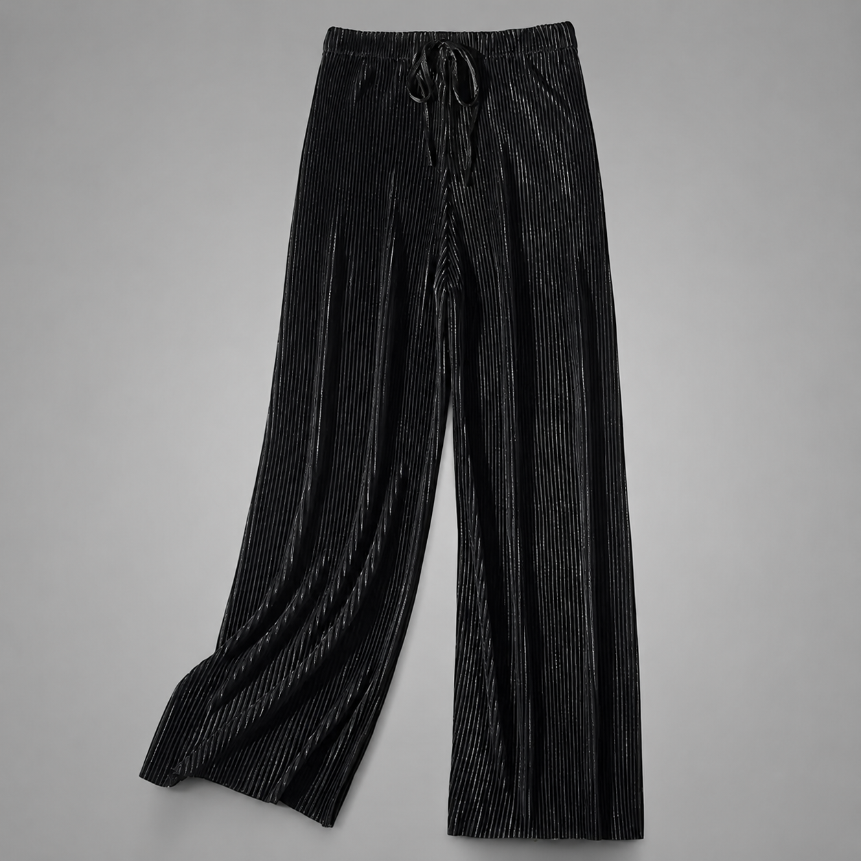 Women's Ice Silk Cropped Pants – Pleated Wide Leg Style