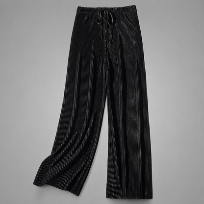 Women's Ice Silk Cropped Pants – Pleated Wide Leg Style