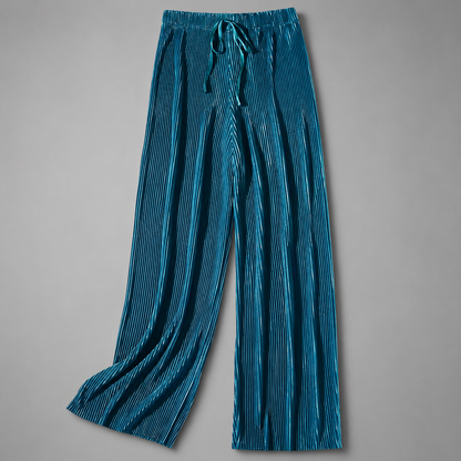 Women's Ice Silk Cropped Pants – Pleated Wide Leg Style