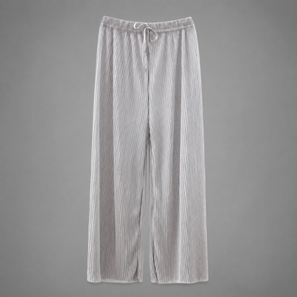 Women's Ice Silk Cropped Pants – Pleated Wide Leg Style