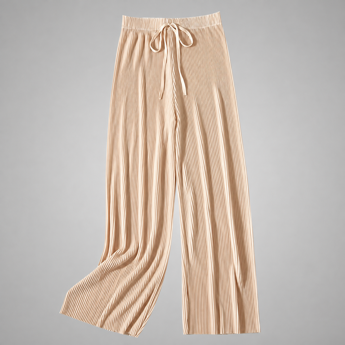 Women's Ice Silk Cropped Pants – Pleated Wide Leg Style