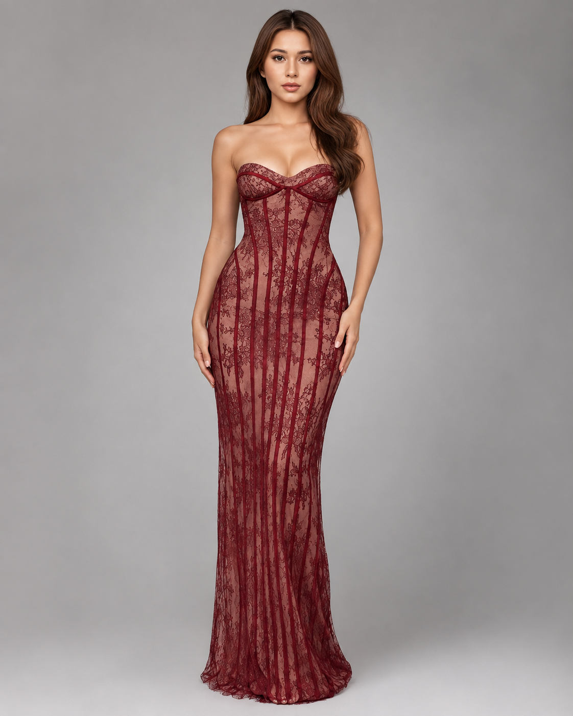 Women's Slim Maxi Dress – Strapless Backless Design for Evening Events