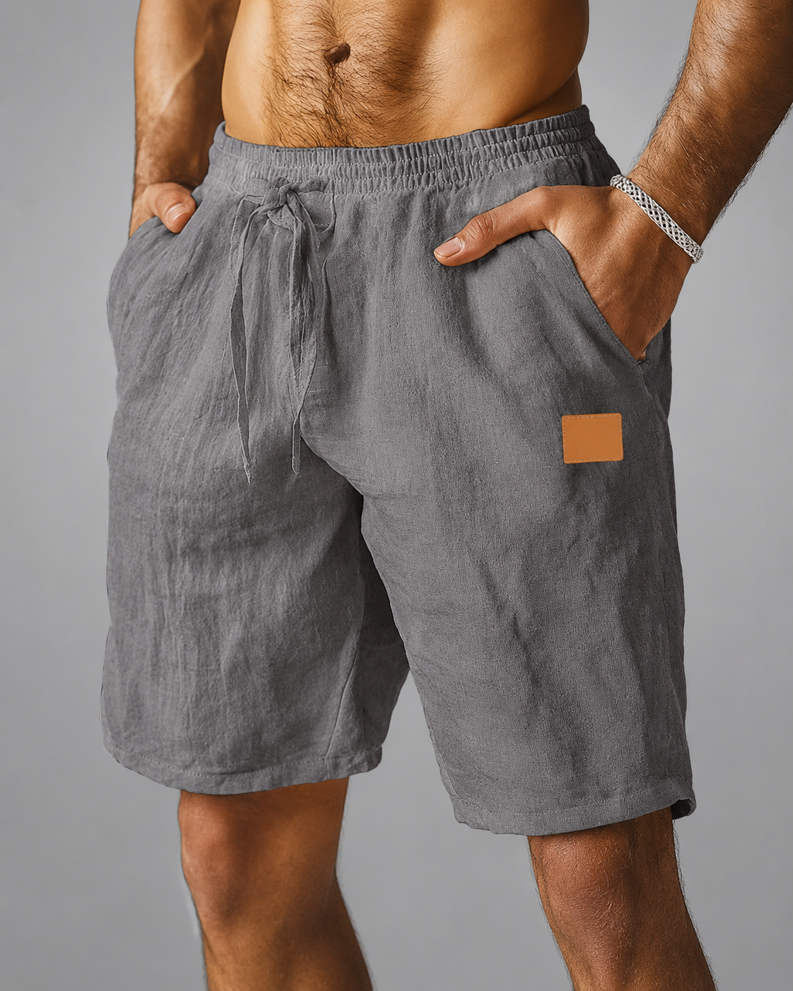 Men's Linen Shorts – Regular Fit with Drawstring Waistband