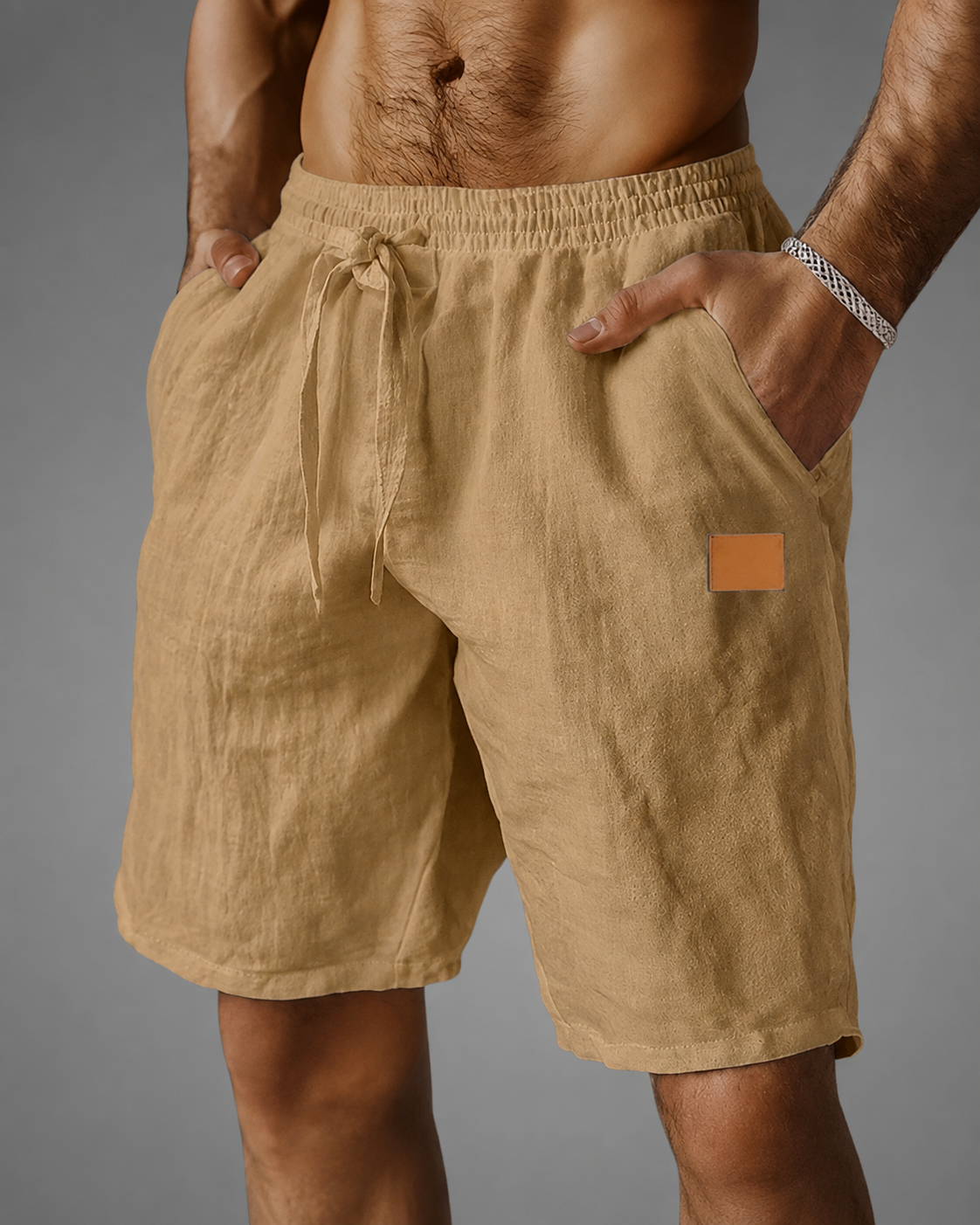 Men's Linen Shorts – Regular Fit with Drawstring Waistband