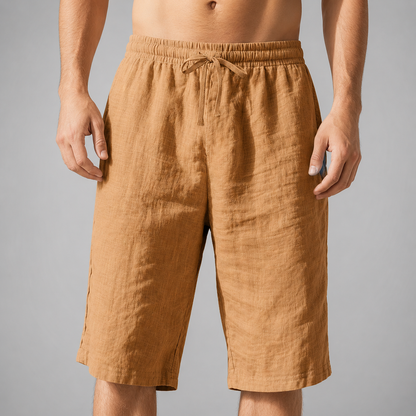 Men's Linen Blend Shorts – Relaxed Fit with Adjustable Drawstring Waistband