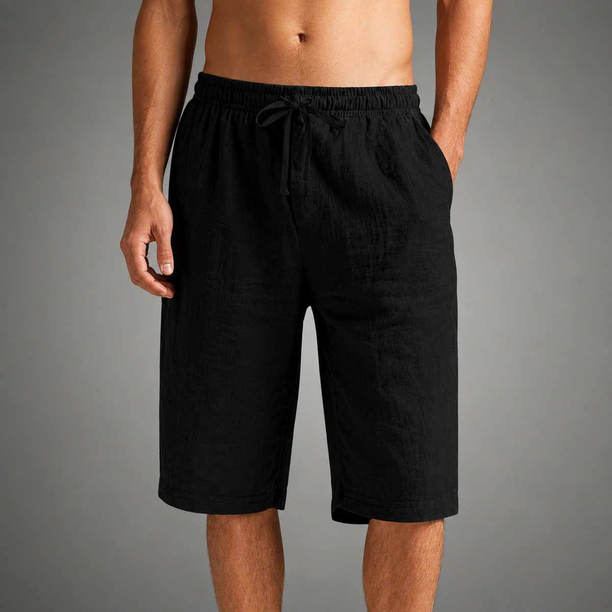 Men's Linen Blend Shorts – Relaxed Fit with Adjustable Drawstring Waistband