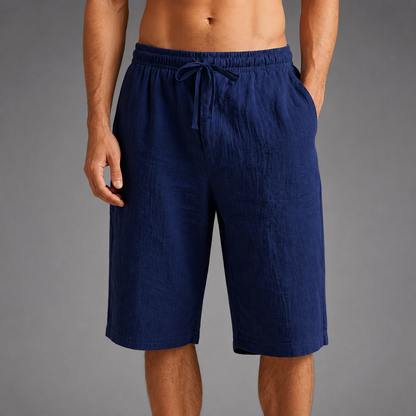 Men's Linen Blend Shorts – Relaxed Fit with Adjustable Drawstring Waistband