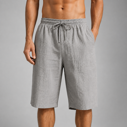 Men's Linen Blend Shorts – Relaxed Fit with Adjustable Drawstring Waistband