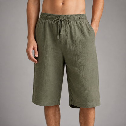 Men's Linen Blend Shorts – Relaxed Fit with Adjustable Drawstring Waistband