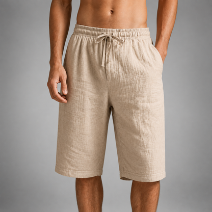 Men's Linen Blend Shorts – Relaxed Fit with Adjustable Drawstring Waistband
