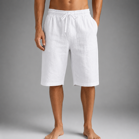 Men's Linen Blend Shorts – Relaxed Fit with Adjustable Drawstring Waistband