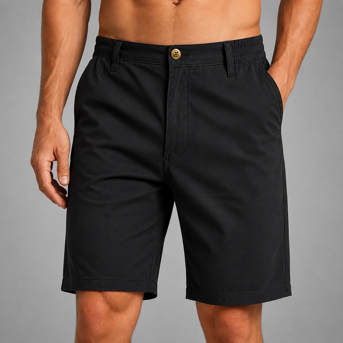 Men's Quick-Drying Chino Shorts – Stretch Fabric with Elastic Waistband