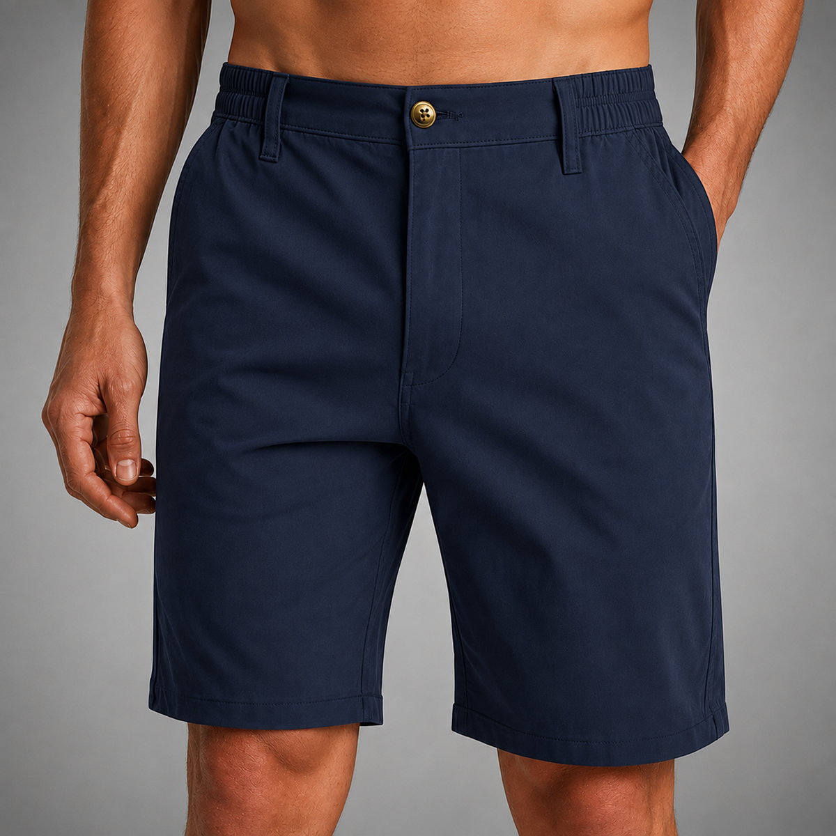 Men's Quick-Drying Chino Shorts – Stretch Fabric with Elastic Waistband