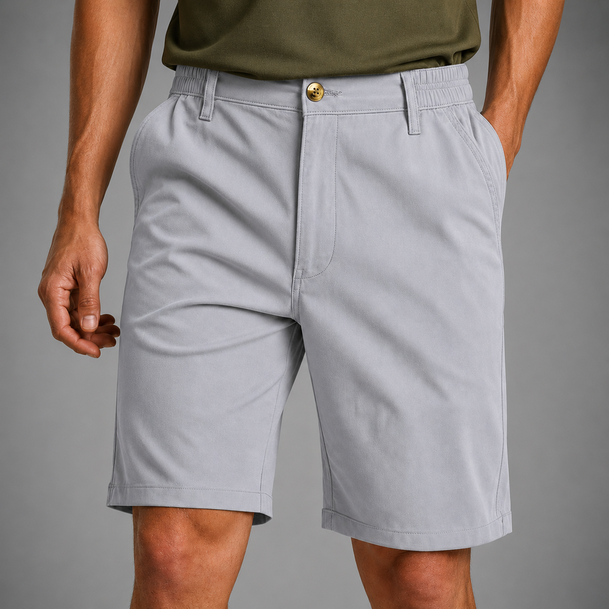 Men's Quick-Drying Chino Shorts – Stretch Fabric with Elastic Waistband
