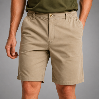 Men's Quick-Drying Chino Shorts – Stretch Fabric with Elastic Waistband