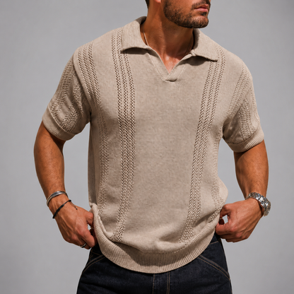 Men's Open Knit Polo Shirt – Relaxed Fit with Polo Collar
