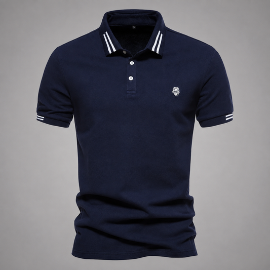 Men's Lightweight Piqué Polo Shirt – Structured Fit with Contrast Collar and Sleeve Trim