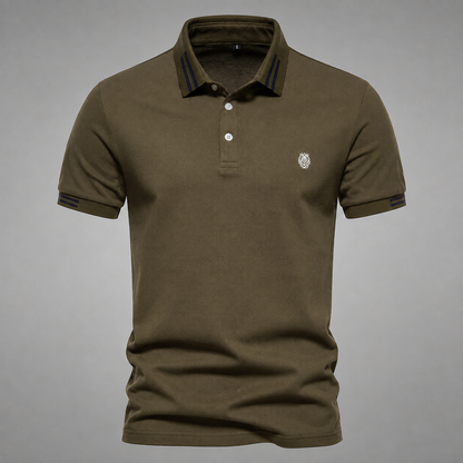 Men's Lightweight Piqué Polo Shirt – Structured Fit with Contrast Collar and Sleeve Trim