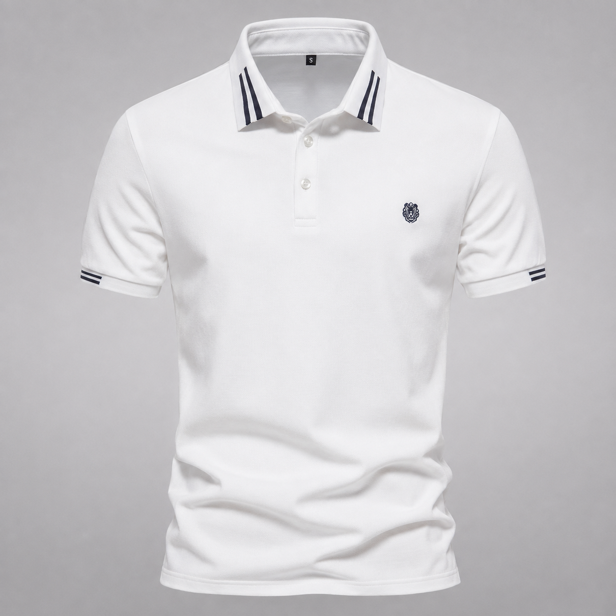 Men's Lightweight Piqué Polo Shirt – Structured Fit with Contrast Collar and Sleeve Trim