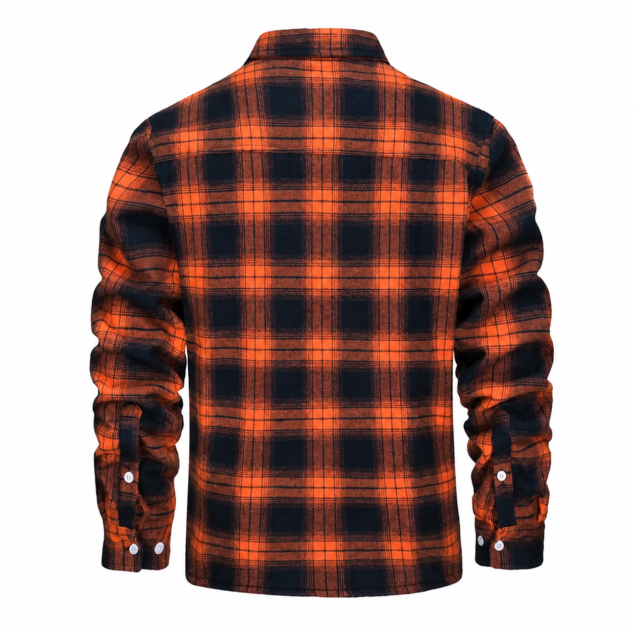 Men's Sherpa Lined Plaid Jacket – Button-Down Closure with Chest Pockets