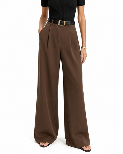 Women's Regular Fit Woven Wide Leg Pants – Solid Design