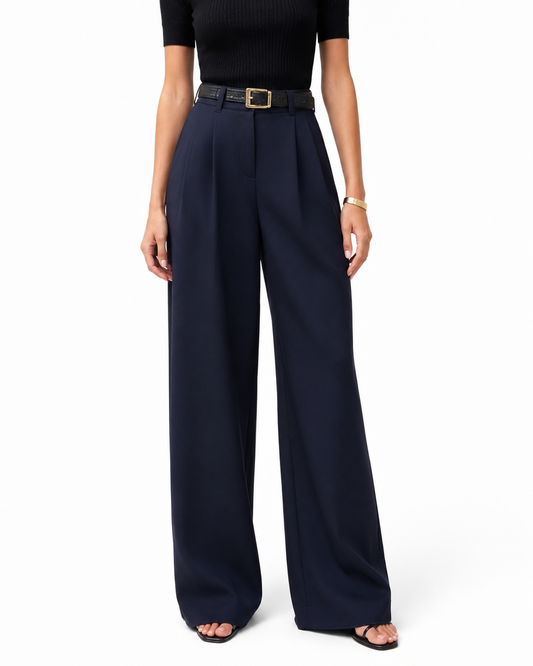 Women's Regular Fit Woven Wide Leg Pants – Solid Design