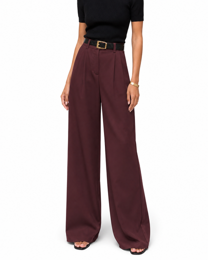 Women's Regular Fit Woven Wide Leg Pants – Solid Design