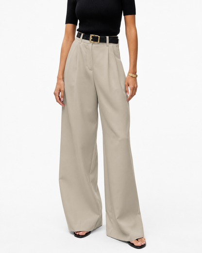 Women's Regular Fit Woven Wide Leg Pants – Solid Design