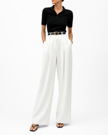 Women's Regular Fit Woven Wide Leg Pants – Solid Design