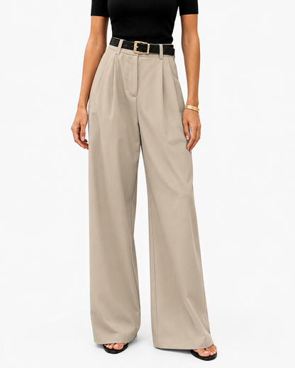 Women's Regular Fit Woven Wide Leg Pants – Solid Design